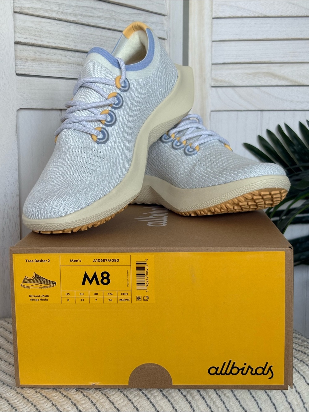 Allbirds Tree Dasher 2 Men’s 8 Blizzard Multi Beige Hush Running Shoes NIB